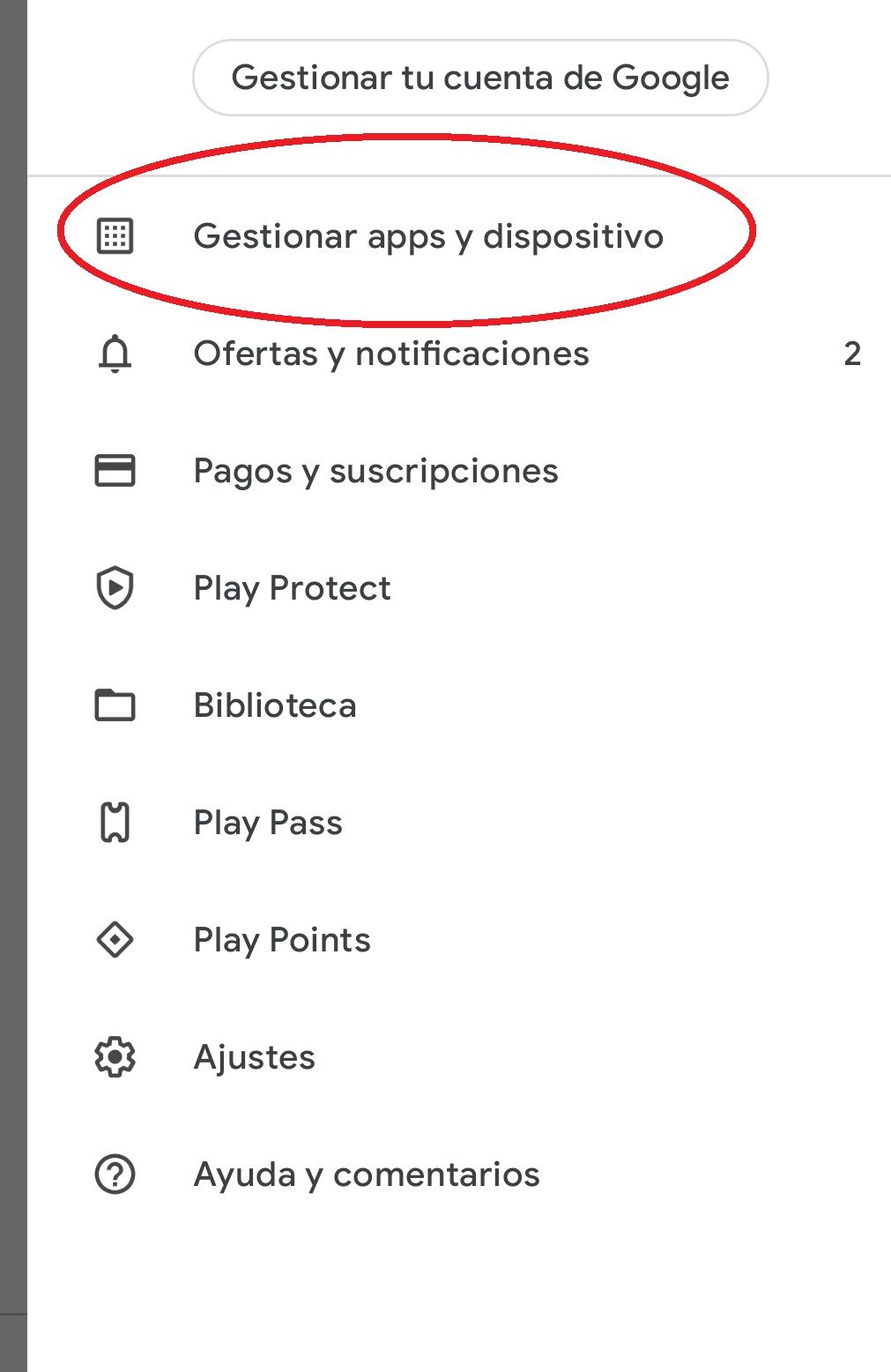 Play Store options