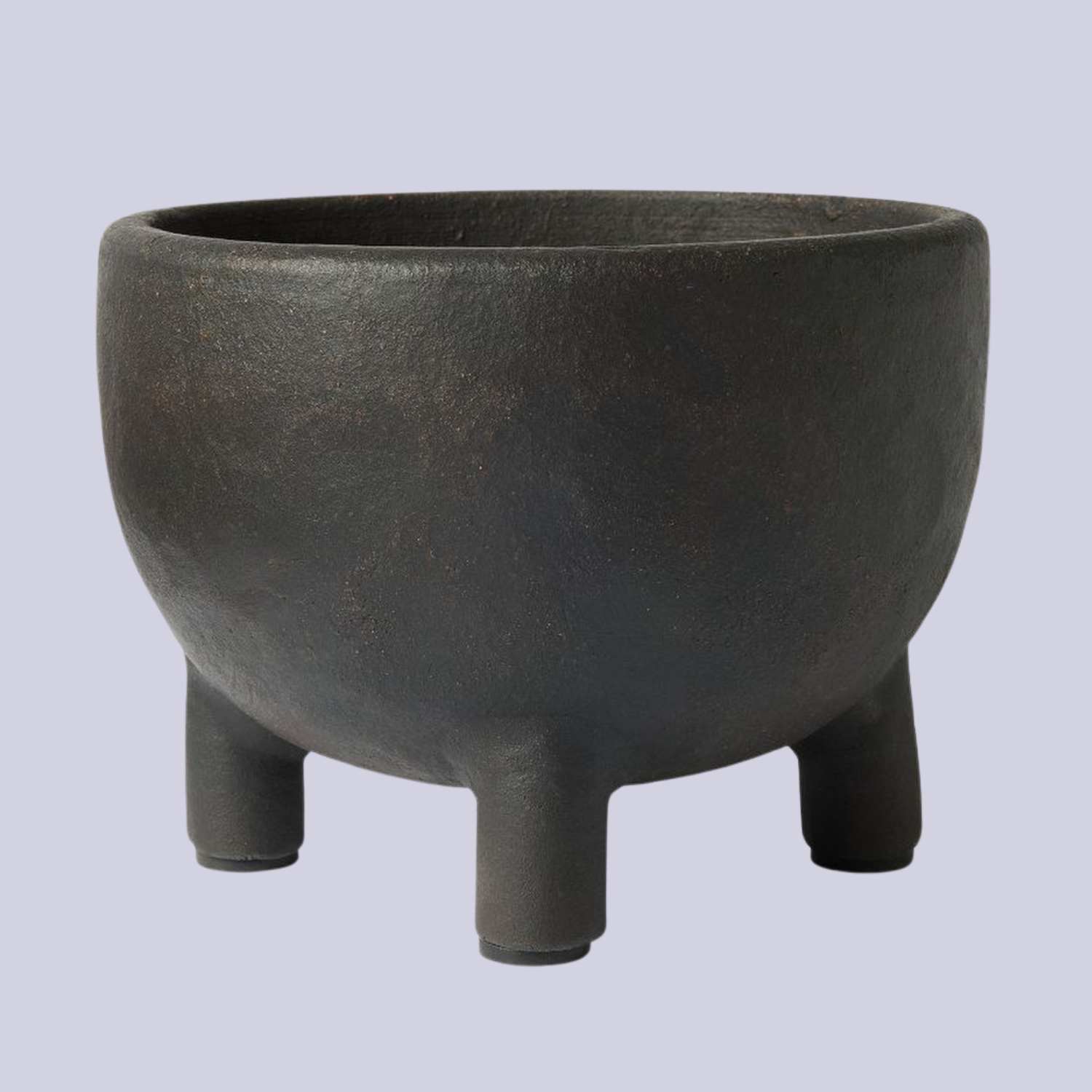 A round black footed planter