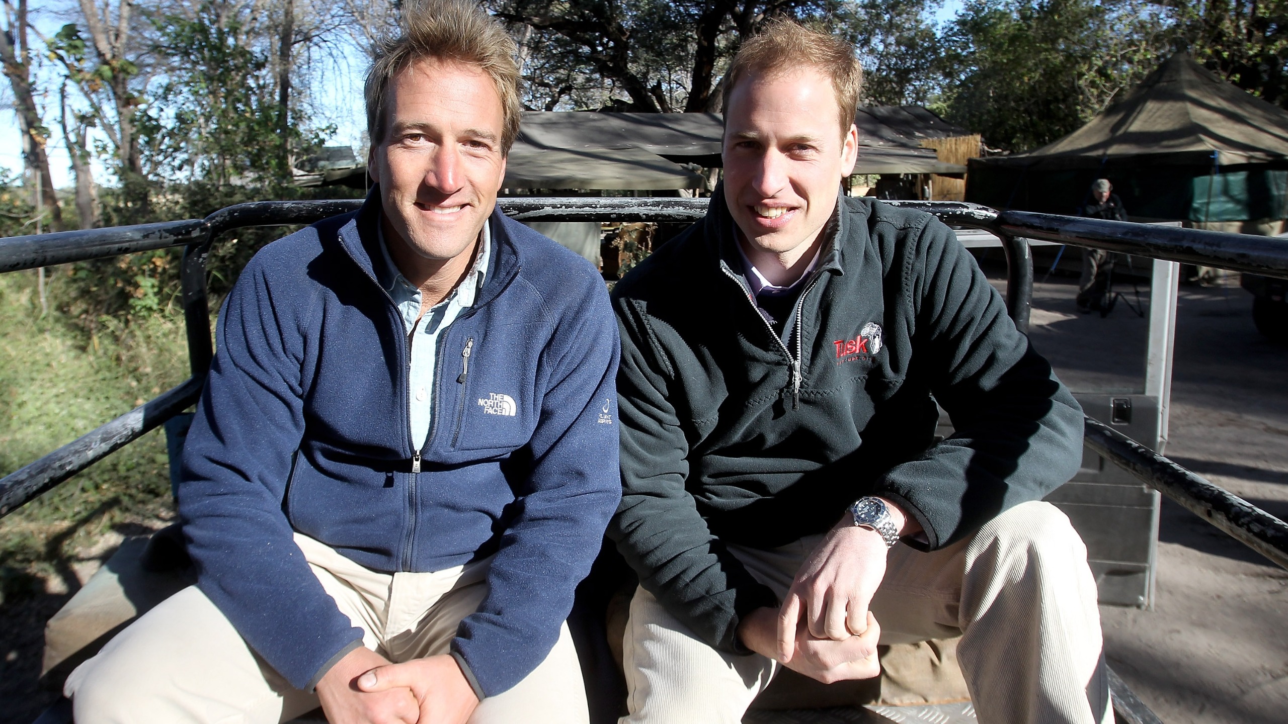 Prince William (R) poses with TV presenter Ben Fogle on June 16, 2010 in Maun, Botswana