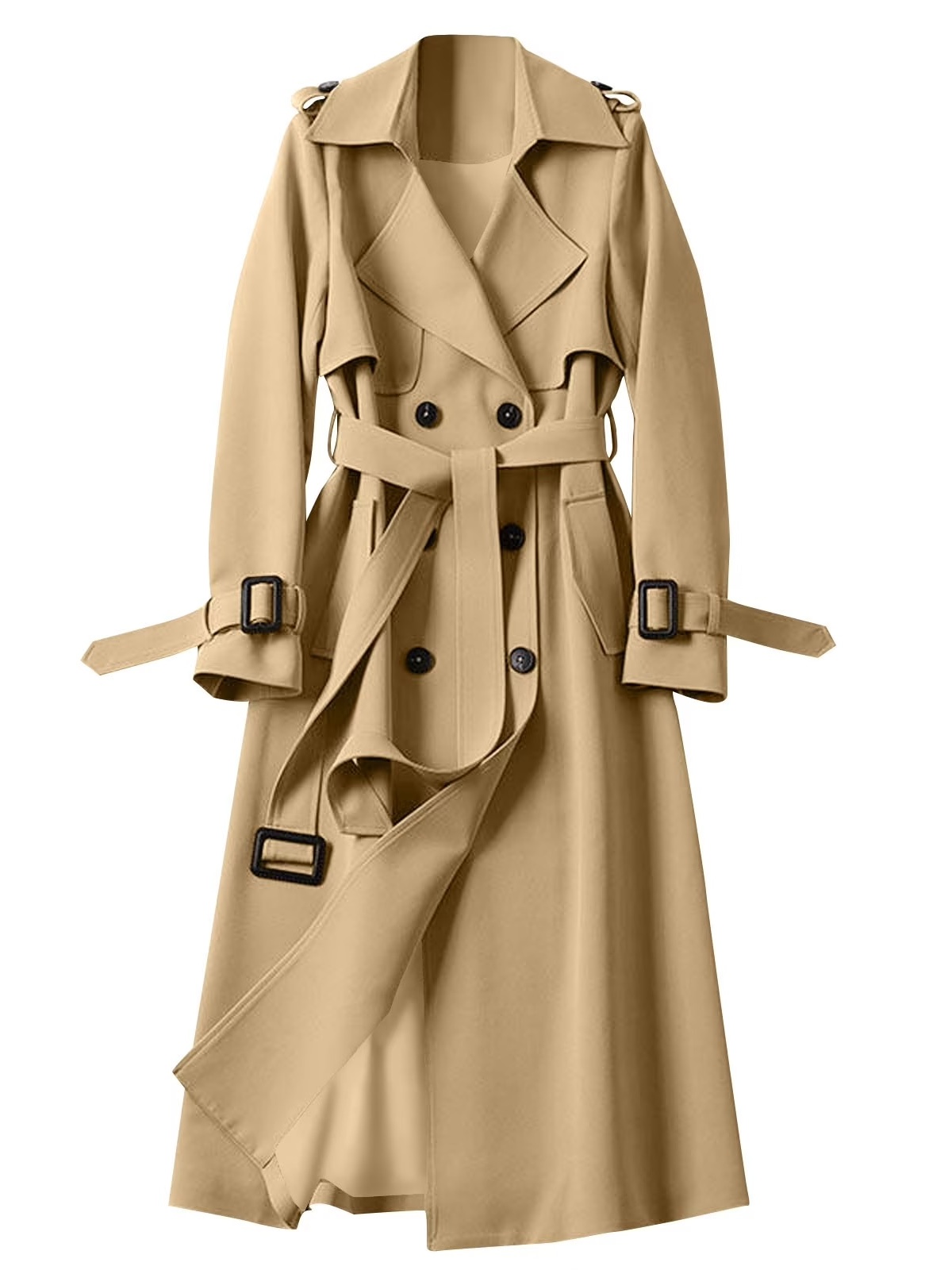 VEKDONE, Double Breasted Long Trench Coat