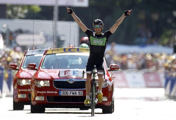 Edvald Boasson Hagen (Sky) wins stage 17 in Pinerolo
