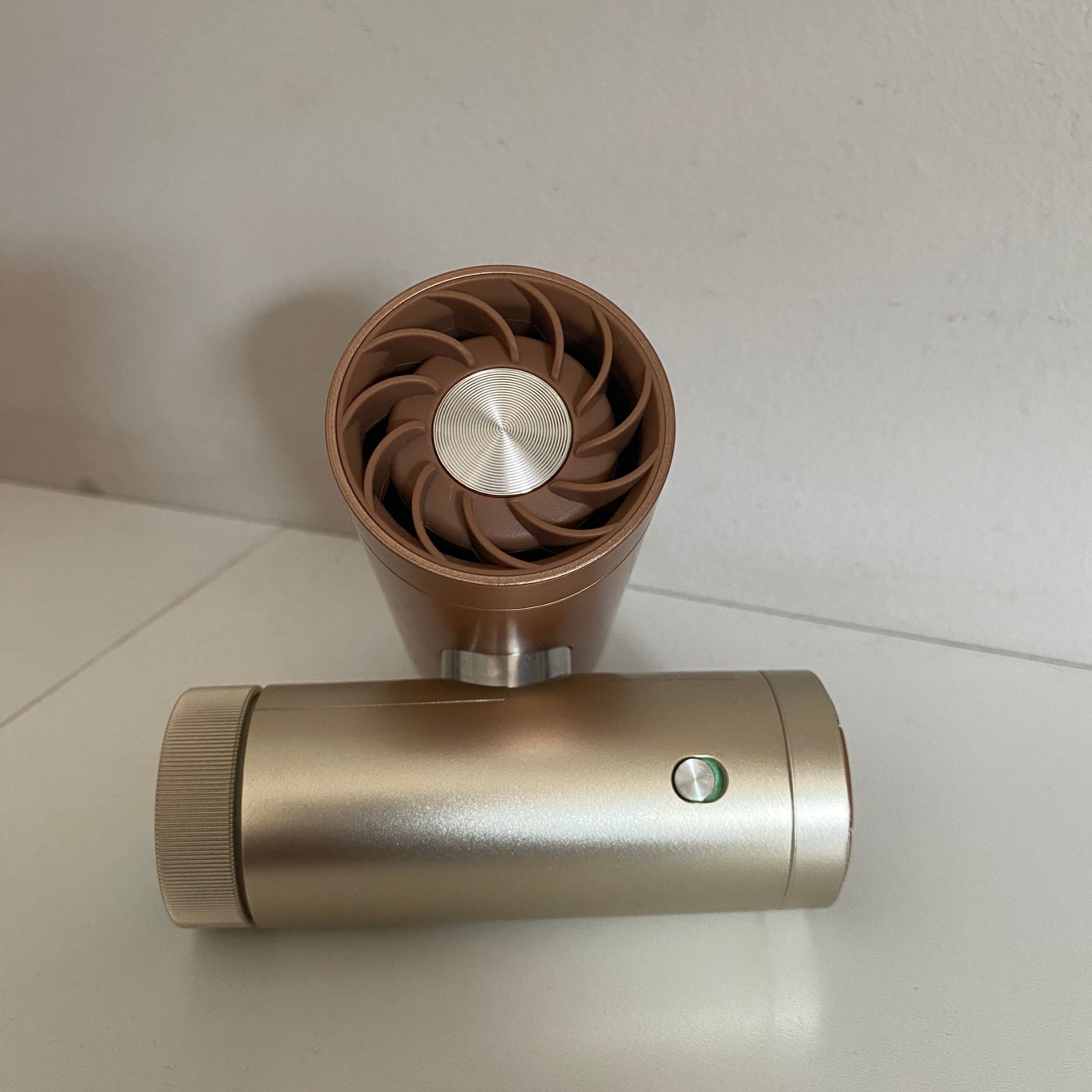 Front view of the Shark ChillPill on a white surface with the fan head attachment