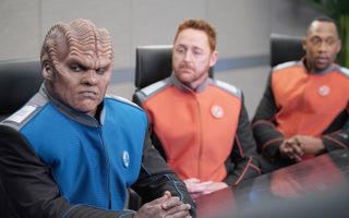 In the first episode of the second season, Lt Cmdr Bortus (Peter Macon) must return to his home world, Moclus, to perform the ceremony of Ja'loja and urinate, since members of his species only do this only once a year.