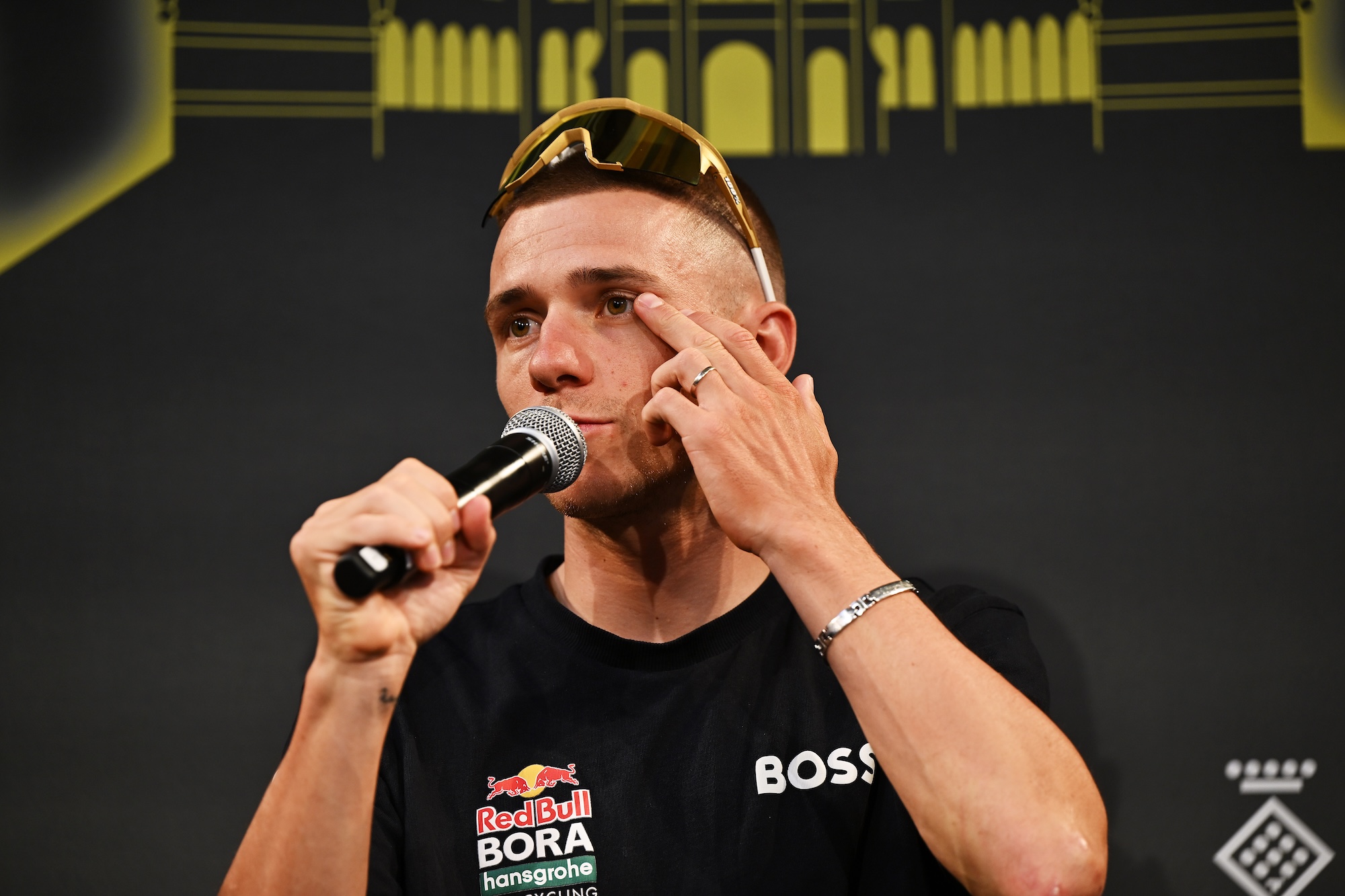 Remco Evenepoel during the pre-Tour press conference 