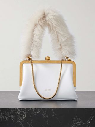 Lilith Faux Fur-Trimmed Leather Tote