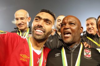 Al Ahly star Hussein El Shahat and head coach Pitso Mosimane