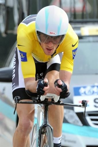 Fr&auml;nk Schleck (Leopard Trek) in his aero time trial position