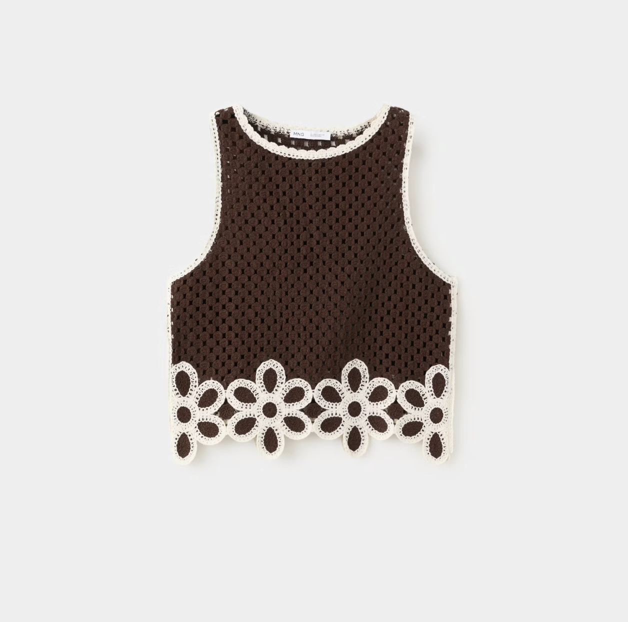 MANGO, Floral-Embroidered Crochet Top