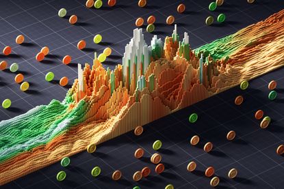 Colorful bar graph showing investment growth and financial data analysis