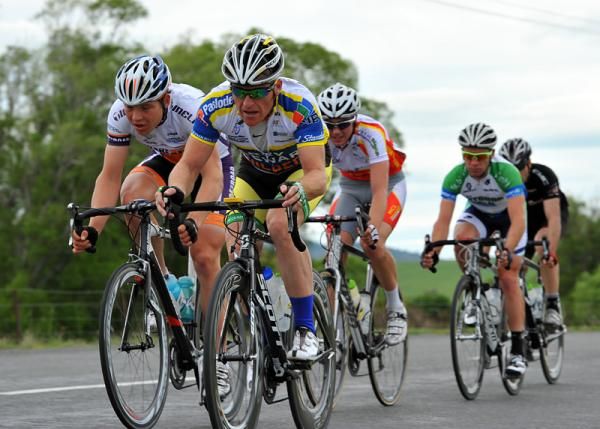 The break led by Gordon McCauley (Barry Stewart Builders/Gordon McCauley Coaching) is down to just five riders