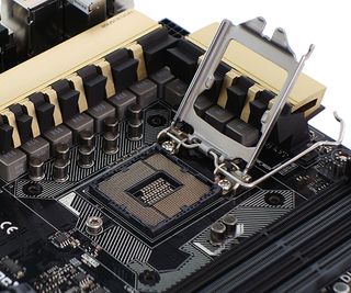 A motherboard socket for a CPU.