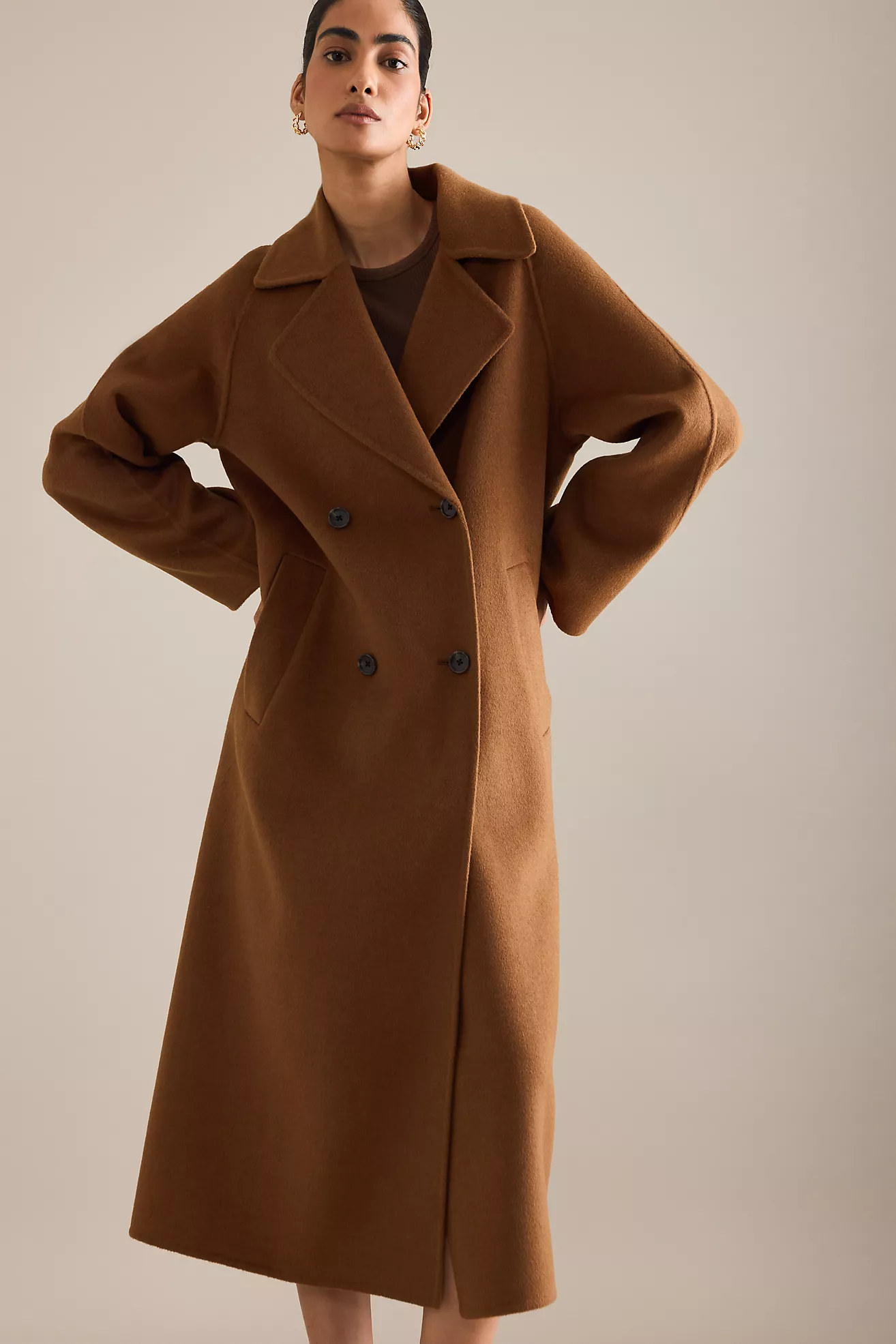 By Anthropologie Double-Breasted Wool-Blend Coat