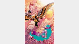 Hawkgirl flies and fights.