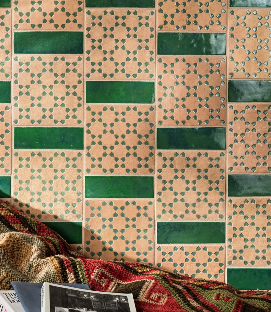 Marrakesh Square Decor Dark &amp;amp; Green Matt 15cm X 15cm