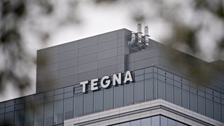 Signage is displayed outside Tegna Inc. headquarters in McLean, Virginia, U.S., on Friday, March, 13, 2020.