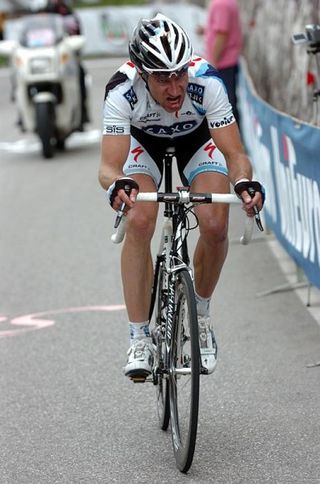 Jens Voigt displays a look of pure determination.