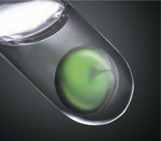 An ES cell-derived optic cup was virtually inserted into a test tube by CG as a conceptual image