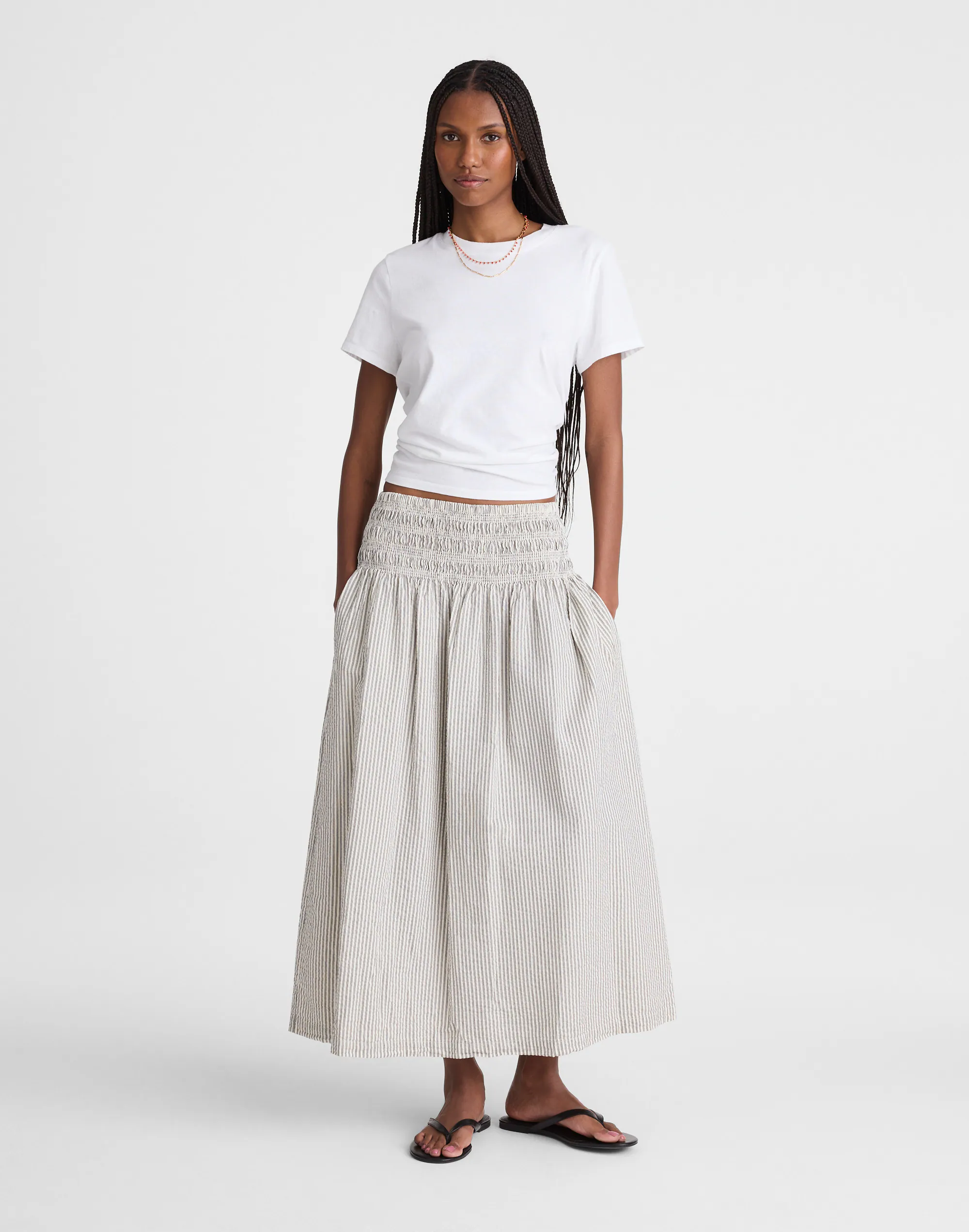 Sophia Midi Skirt in Seersucker