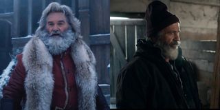 Kurt Russell and Mel Gibson's Santas side by side