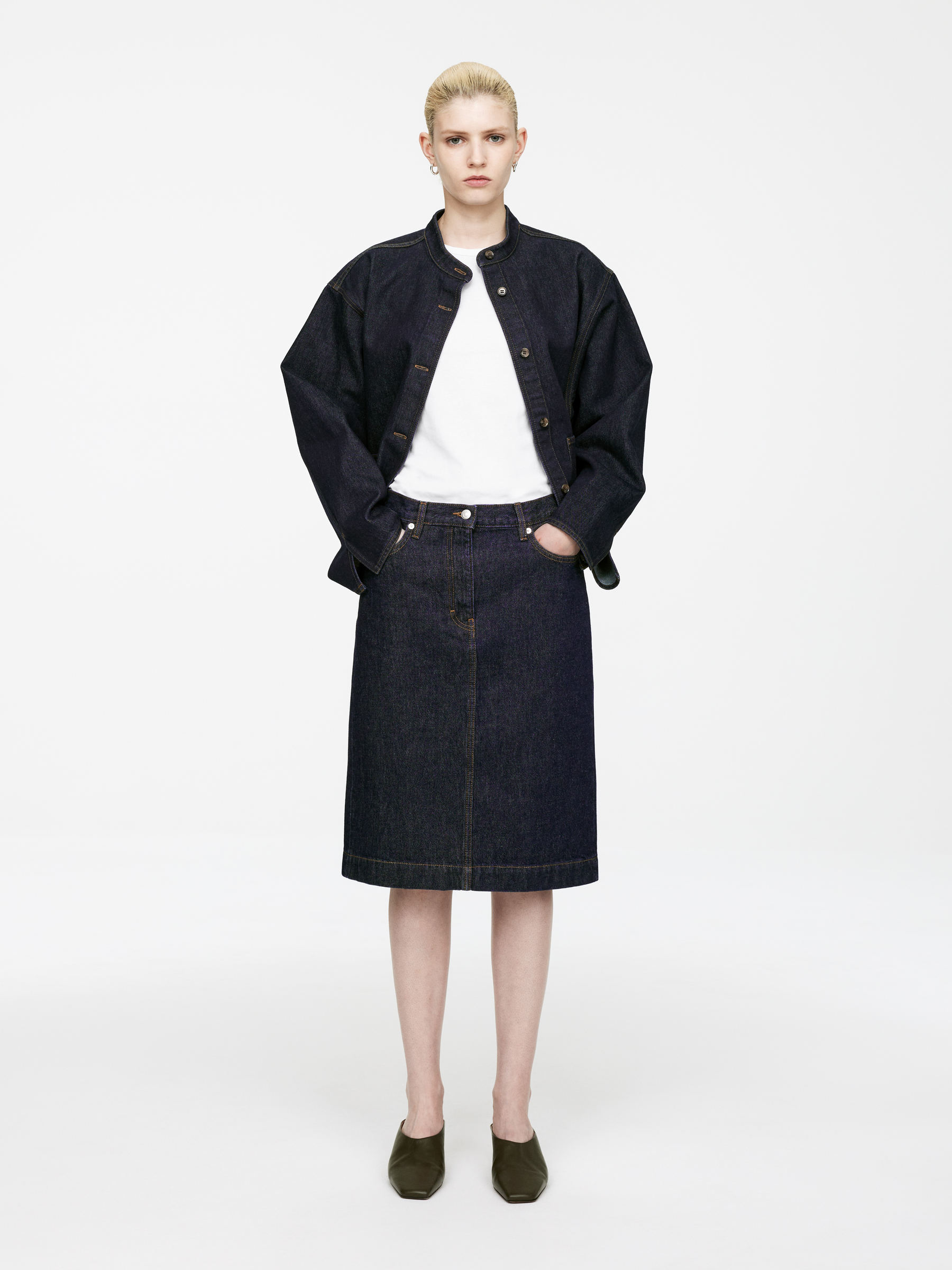 Midi Denim Skirt 
 Dark Blue 
 Women 
 Arket Gb