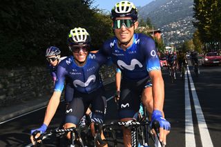 Imanol Erviti rides with teammate Enric Mas at his final race, Il Lombardia