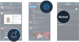 screenshots displaying the aformentioned steps for muting keywords in your Twitter timeline