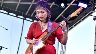 Yvette Young of Covet performs during Swanfest at Heart Health Park on April 23, 2022 in Sacramento, California