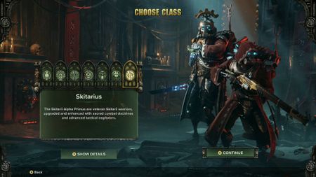 Darktide Skitarii on choose class menu