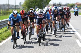 GORIZIA ITALY MAY 23 Dario Cataldo of Italy and Movistar Team Bauke Mollema of Netherlands and Team Trek Segafredo during the 104th Giro dItalia 2021 Stage 15 a 147km stage from Grado to Gorizia UCIworldtour girodiitalia Giro on May 23 2021 in Gorizia Italy Photo by Tim de WaeleGetty Images