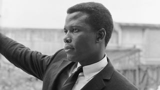 Black and white photo of Sidney Poitier 