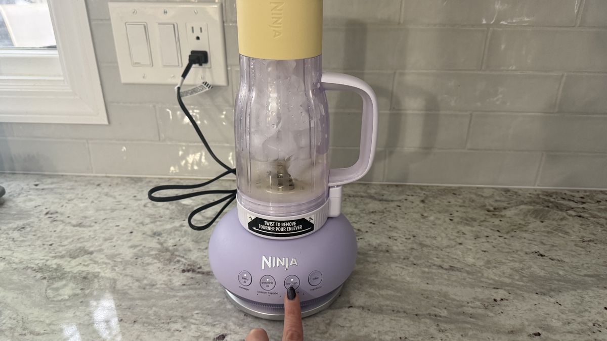 Ninja BlendBOSS&trade; Tumbler Blender with 26oz Travel Tumbler making iced lemonade