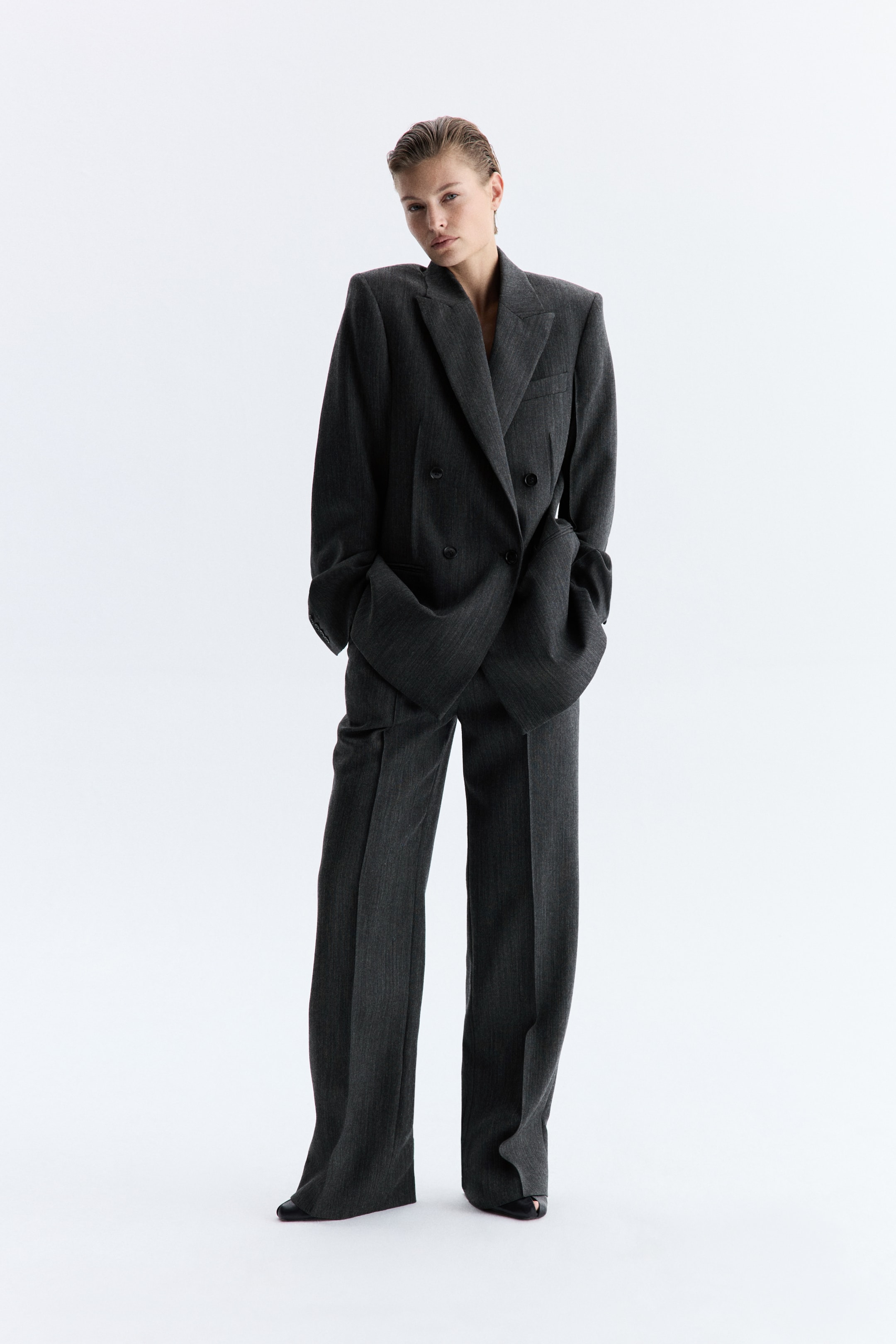 Tailored Wool Trousers - Dark Grey