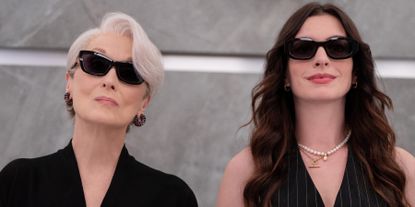 Meryl Streep as Miranda Priestly and Anne Hathaway as Andrea Sachs