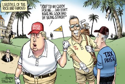 Political Cartoon U.S. Trump Golf Taxpayers Mar a Lago