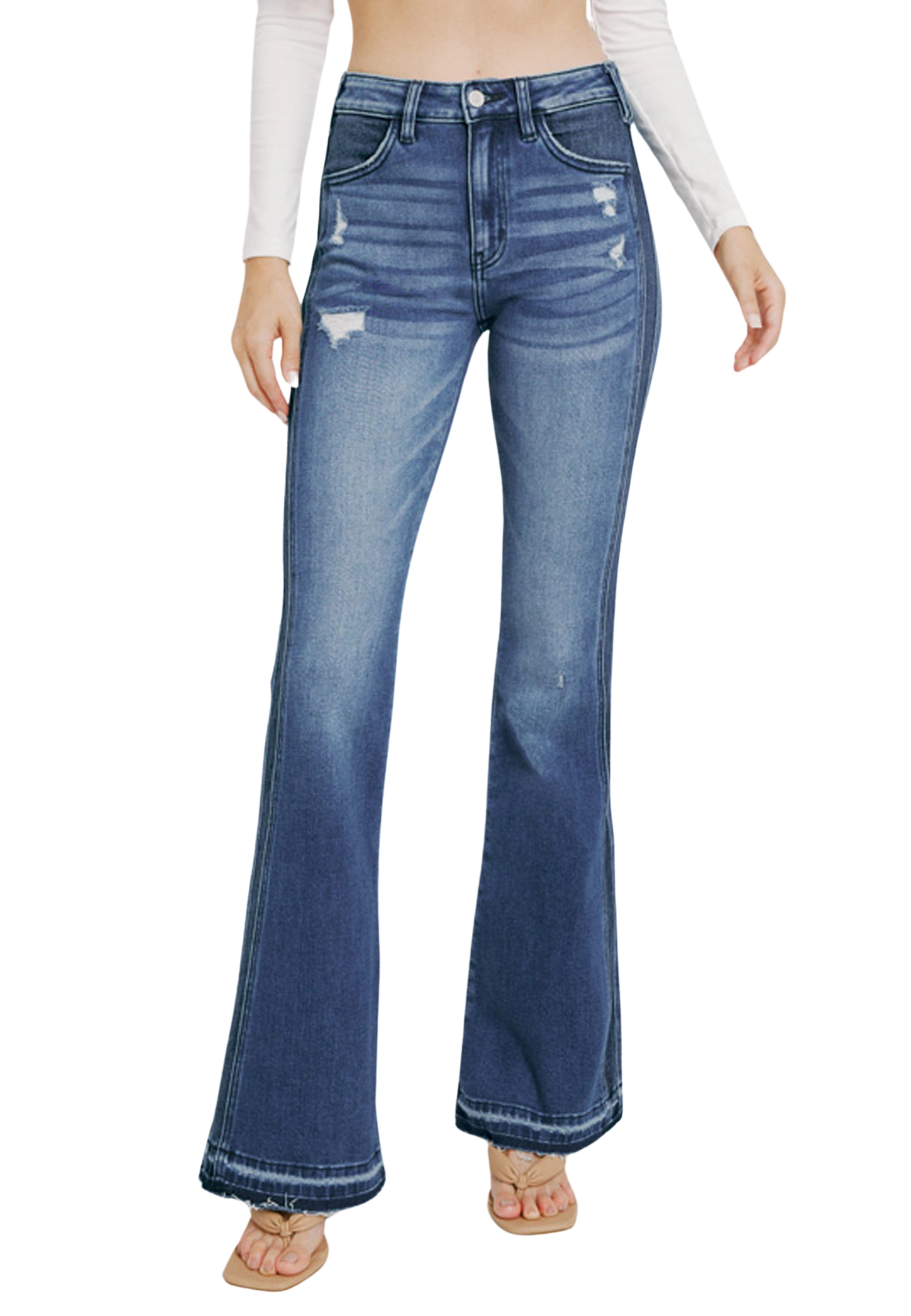 Kancan&amp;trade; High Rise Side Panel Released Hem Flare Jean