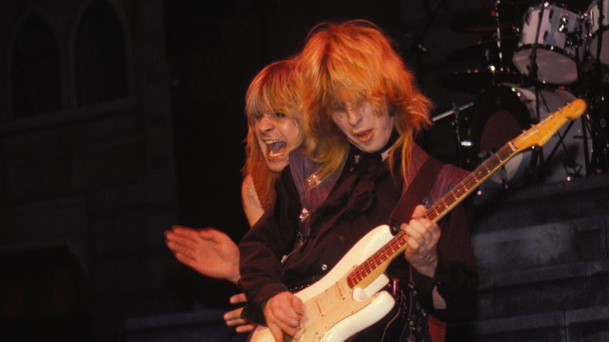 Ozzy Osbourne and Bernie Torme perform at Madison Square Garden on the Diary of a mad man tour, on April 5, 1982 in New York City