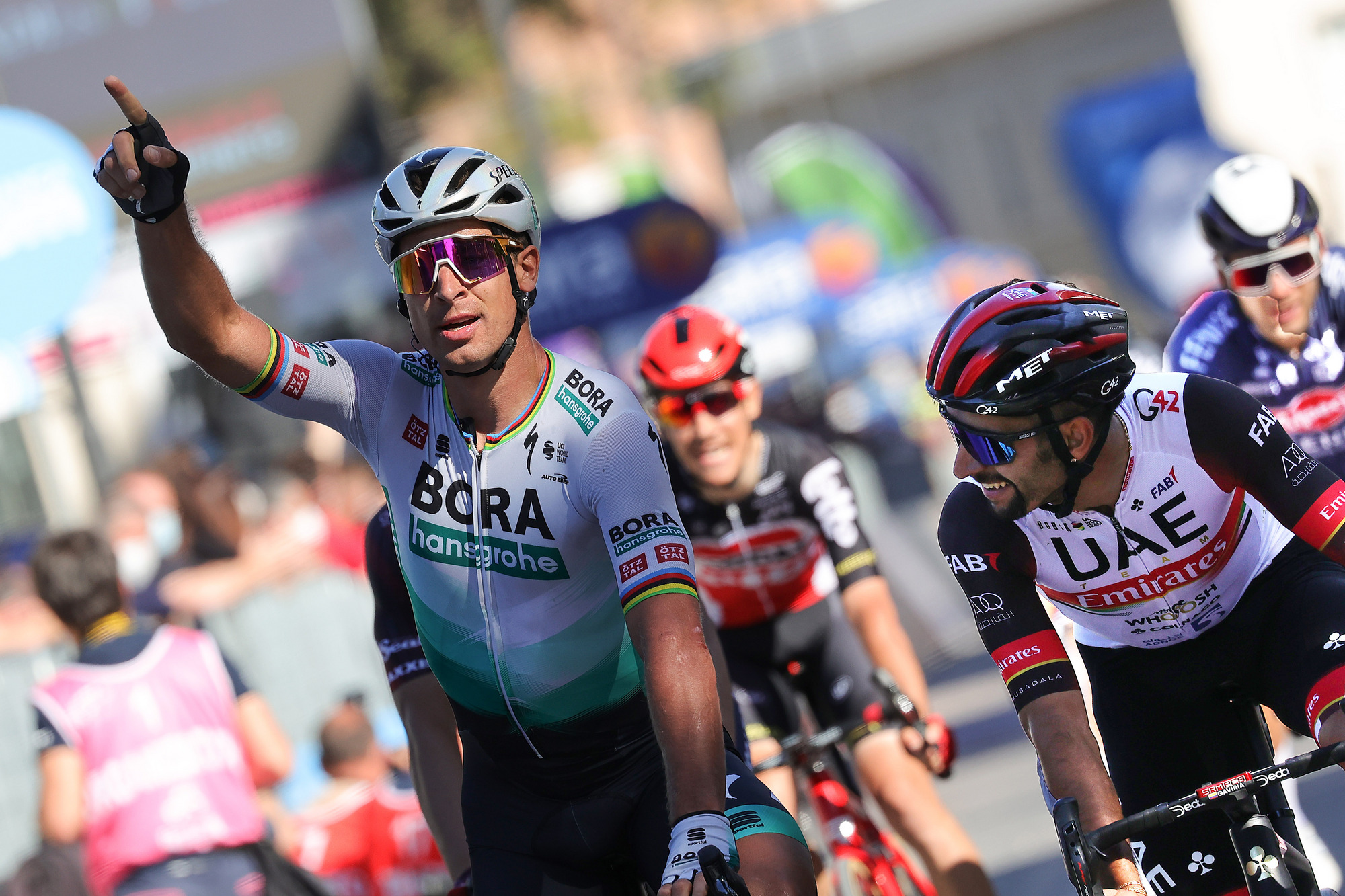 Giro dItalia 2021 104th Edition 10th stage LAquila Foligno 139km 17052021 Fernando Gaviria COL UAE Team Emirates Peter Sagan SVK Bora Hansgrohe photo Ilario BiondiBettiniPhoto2021