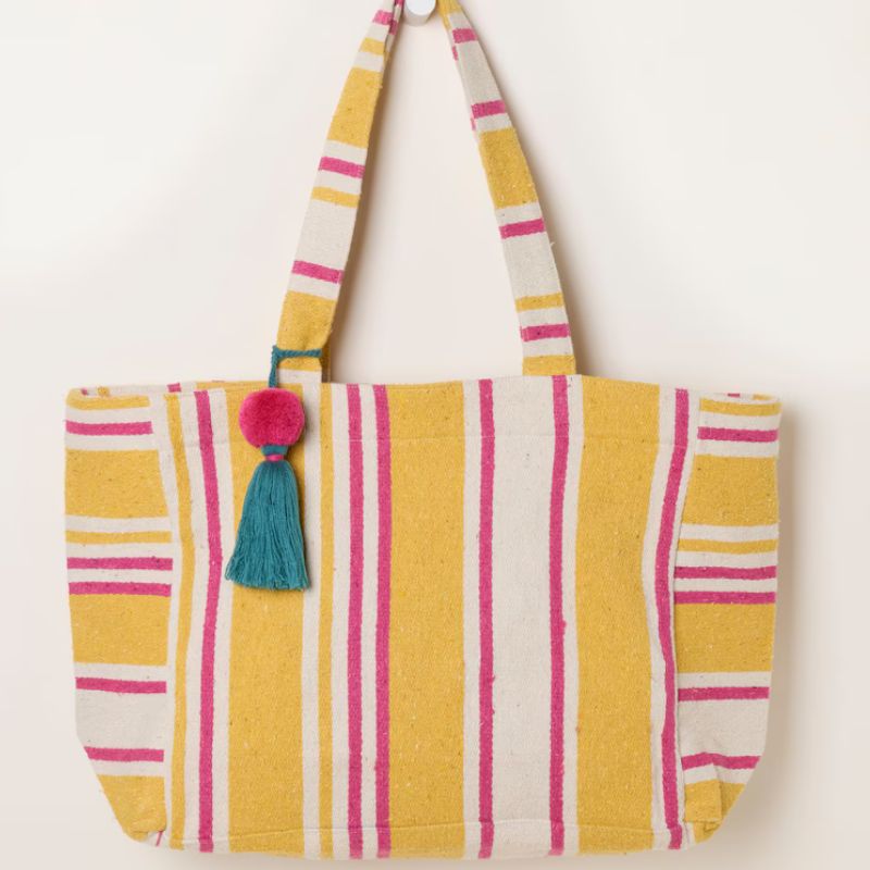 Fatface, Mustard Yellow Stripe Beach Bag