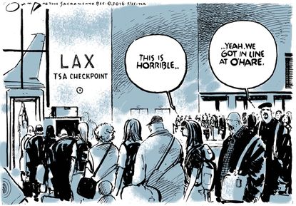 Editorial Cartoon U.S. TSA lines 2016