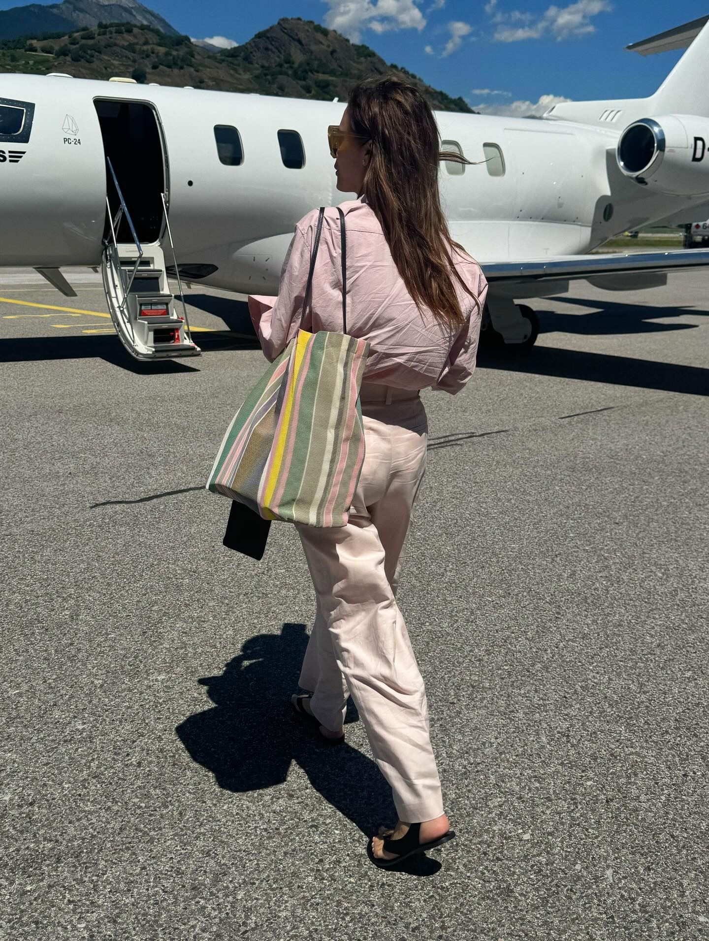 Morgan Stewart wearing a The Row bag.