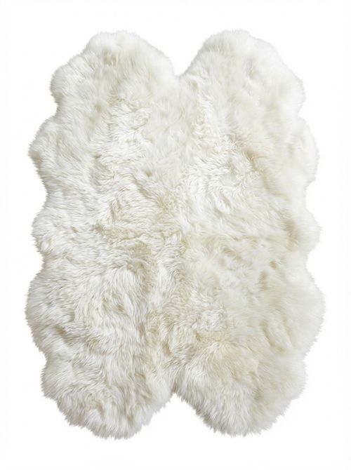 White Plush Faux Wool Wave Edge Rug 