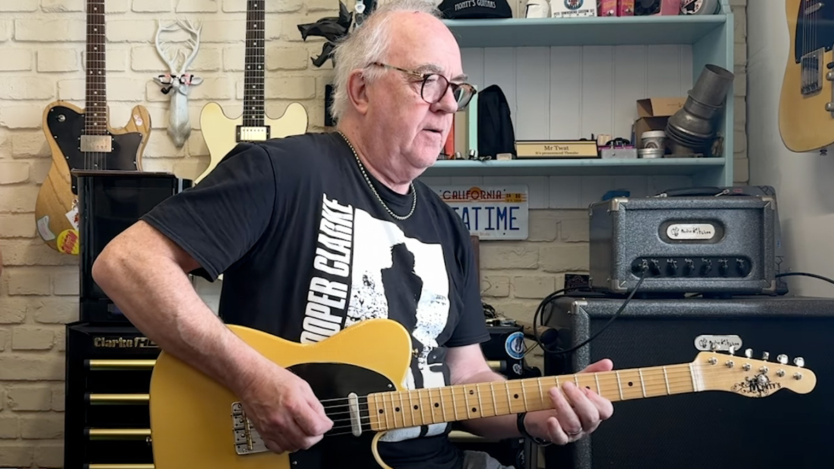 Legendary guitarist Robbie McIntosh (Paul McCartney/the Pretenders) plays a butterscotch Telecaster in the Monty&#039;s workshop as he demos his new signature pickup set. 
