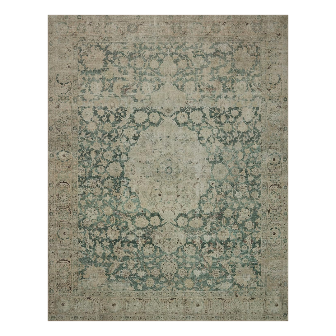 Loloi Magnolia Home by Joanna Gaines Sinclair Collection Sin-05 Jade/sand 7'-6" X 9'-6", .25" Pile Height, Machine Washable, Area Rug