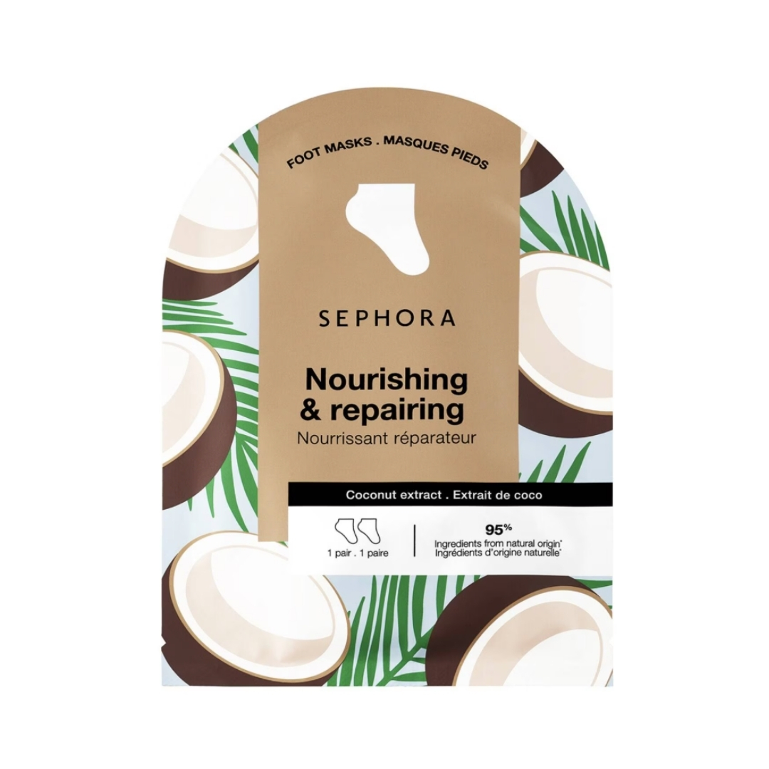 A product shot of the Sephora Intense Hydration Infused Foot Mask Socks, on a white background