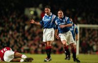 13 May 1997 London - Friendly - Arsenal v Rangers - Ally McCoist and Paul Gascoigne of Rangers. (Photo by Mark Leech/Offside via Getty Images)