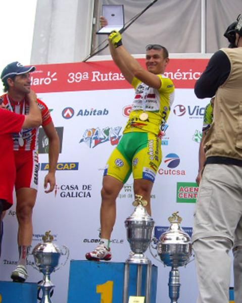 Luciano A. Pagliarini (Scott Marcondes) celebrates his third stage win of the race