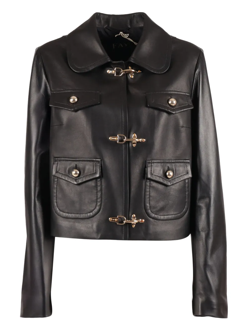 Fay Clasp-Fastening Leather Jacket | 40