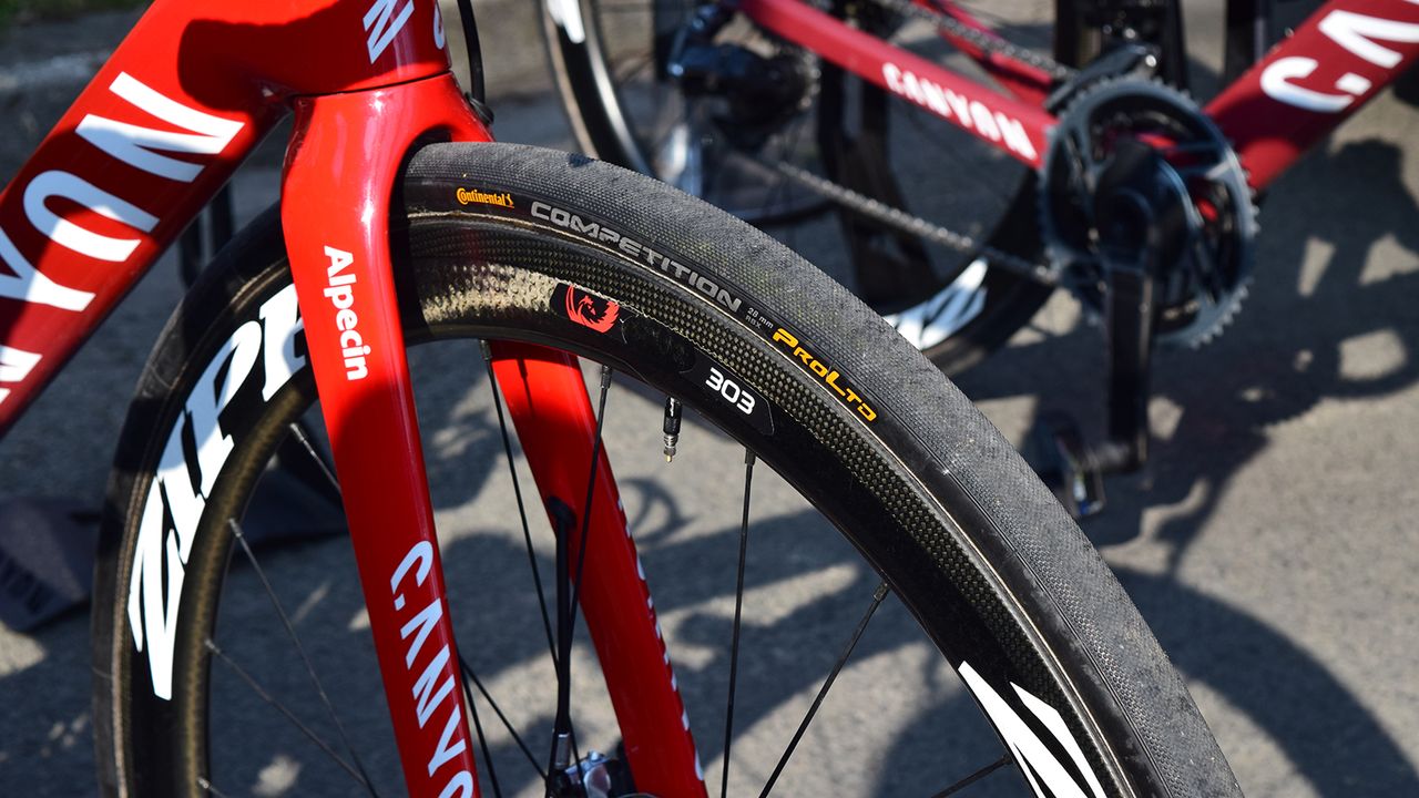 Several Katusha-Alpecin riders raced with 28mm Continental Competition RBX tubular tyres
