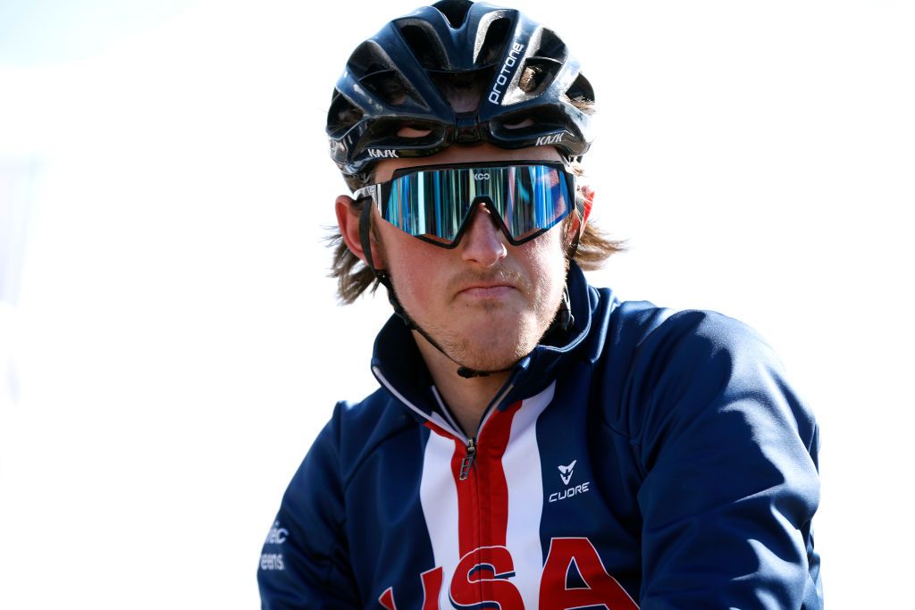 FAYETTEVILLE GEORGIA JANUARY 28 Gage Hecht of The United States prior to the 73rd UCI CycloCross World Championships Fayetteville 2022 Team Relay Fayetteville2022 on January 28 2022 in Fayetteville Georgia Photo by Chris GraythenGetty Images