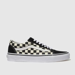 Vans Old Skool Primary Check Trainers in Black & White